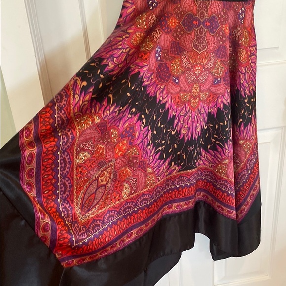 Dressbarn Paisley Black pink Asymmetrical dress fairy boho formal formal casual - Picture 4 of 9